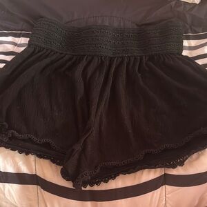 Women's Black Lace Trim Shorts